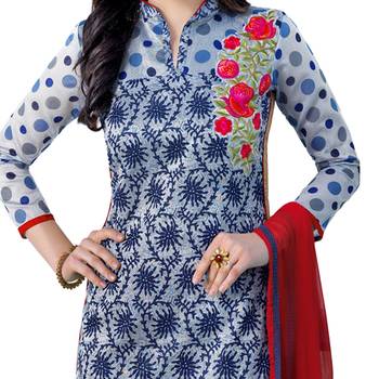 Blue Thread Faux Cotton Salwar 3