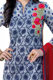 Blue Thread Faux Cotton Salwar
