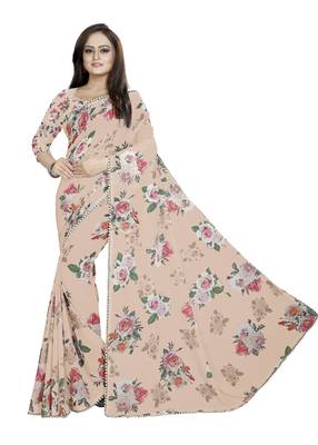 Grayish Orange Color Digital Printed Georgette Saree With Blouse 1