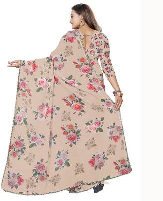 Grayish Orange Color Digital Printed Georgette Saree With Blouse 3