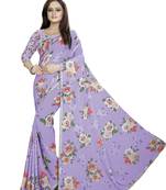 Grayish Violet Color Digital Printed Georgette Saree With Blouse