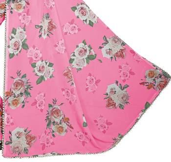 Soft Pink Color Digital Printed Georgette Saree With Blouse 4