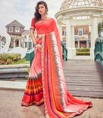 Raspberry Printed Georgette Saree With Blouse