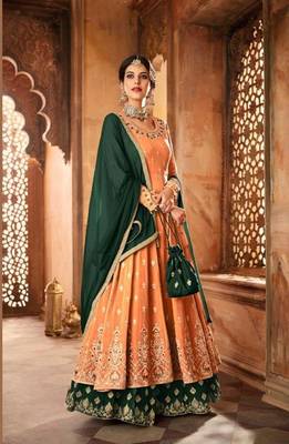 Orange embroidered faux georgette salwar 1