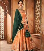 Orange embroidered faux georgette salwar