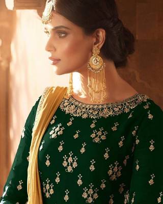 Green embroidered faux georgette salwar 2