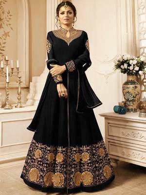 Black embroidered faux georgette salwar 1