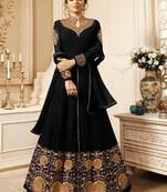 Black embroidered faux georgette salwar