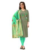 Grey Embroidered Cotton Salwar