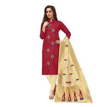 Maroon Embroidered Cotton Salwar 1