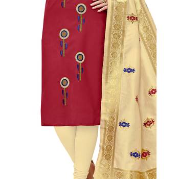Maroon Embroidered Cotton Salwar 3