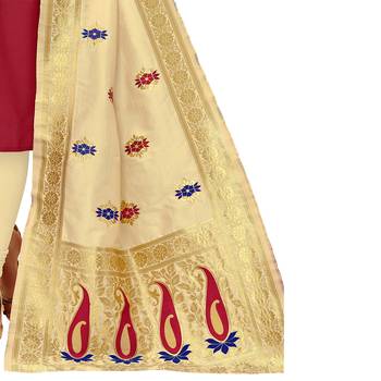 Maroon Embroidered Cotton Salwar 4