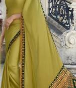 Yellow plain silk saree with blouse