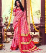 Multicolor woven cotton silk saree with blouse