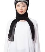 Black Embroidered Georgette Hijab