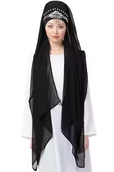 Black Embroidered Georgette Hijab