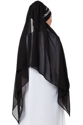 Black Embroidered Georgette Hijab 5