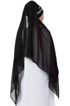 Black Embroidered Georgette Hijab