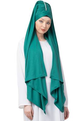 Green Embroidered Polyester Hijab 2