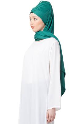 Green Embroidered Polyester Hijab 4
