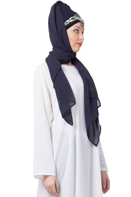 Black Embroidered Georgette Hijab 3