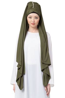 Green Embroidered Polyester Hijab 2