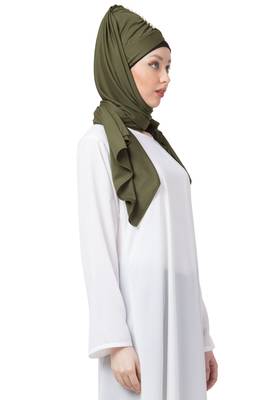 Green Embroidered Polyester Hijab 3