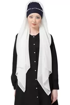 White Embroidered Georgette Hijab