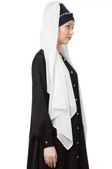 White Embroidered Georgette Hijab