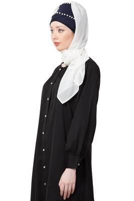 White Embroidered Georgette Hijab 4