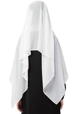 White Embroidered Georgette Hijab 5
