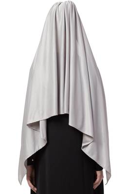 Grey Embroidered Polyester Hijab 4