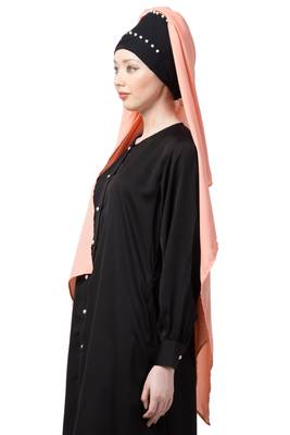Peach Embroidered Georgette Hijab 4