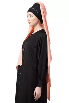 Peach Embroidered Georgette Hijab