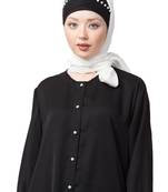 White Embroidered Polyester Hijab