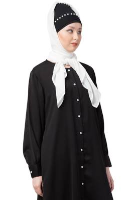 White Embroidered Polyester Hijab 3