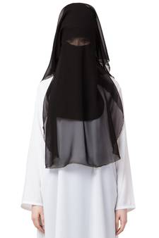 Black Plain Georgette Hijab