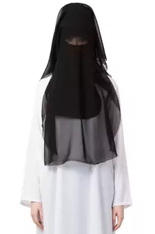 Black Plain Georgette Hijab