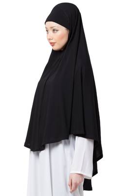 Black Plain Jersey Hijab 3