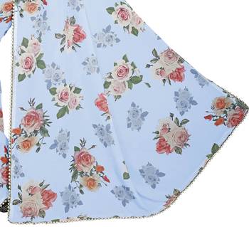 Light Grayish Blue Color Digital Printed Georgette Saree With Matching Blouse 4