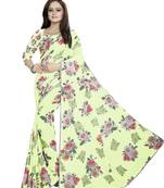 Green Color Digital Printed Georgette Saree With Matching Blouse