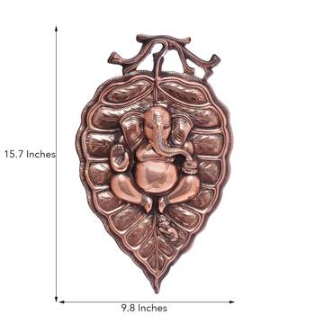 Lord Ganesha on Leaf Metal Wall Hanging 3