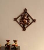 Lord Ganesha on Rhombus Frame Metal Wall Hanging