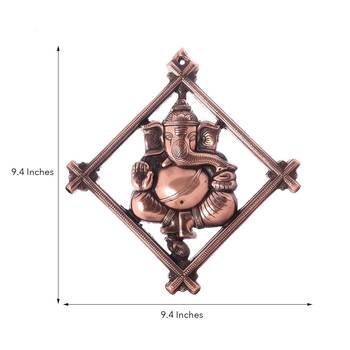 Lord Ganesha on Rhombus Frame Metal Wall Hanging 3