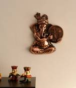 Musician Phagdi Lord Ganesha Metal Wall Hanging