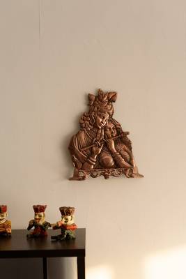 Radha Krishna playing Flute Metal Wall Hanging 1