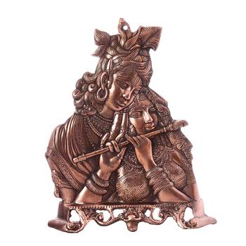 Radha Krishna playing Flute Metal Wall Hanging 2