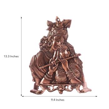 Radha Krishna playing Flute Metal Wall Hanging 3