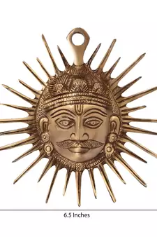 Smiling Surya Brass Wall Hanging