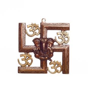 Swastika Om Ganesha Brass Wall Hanging 1